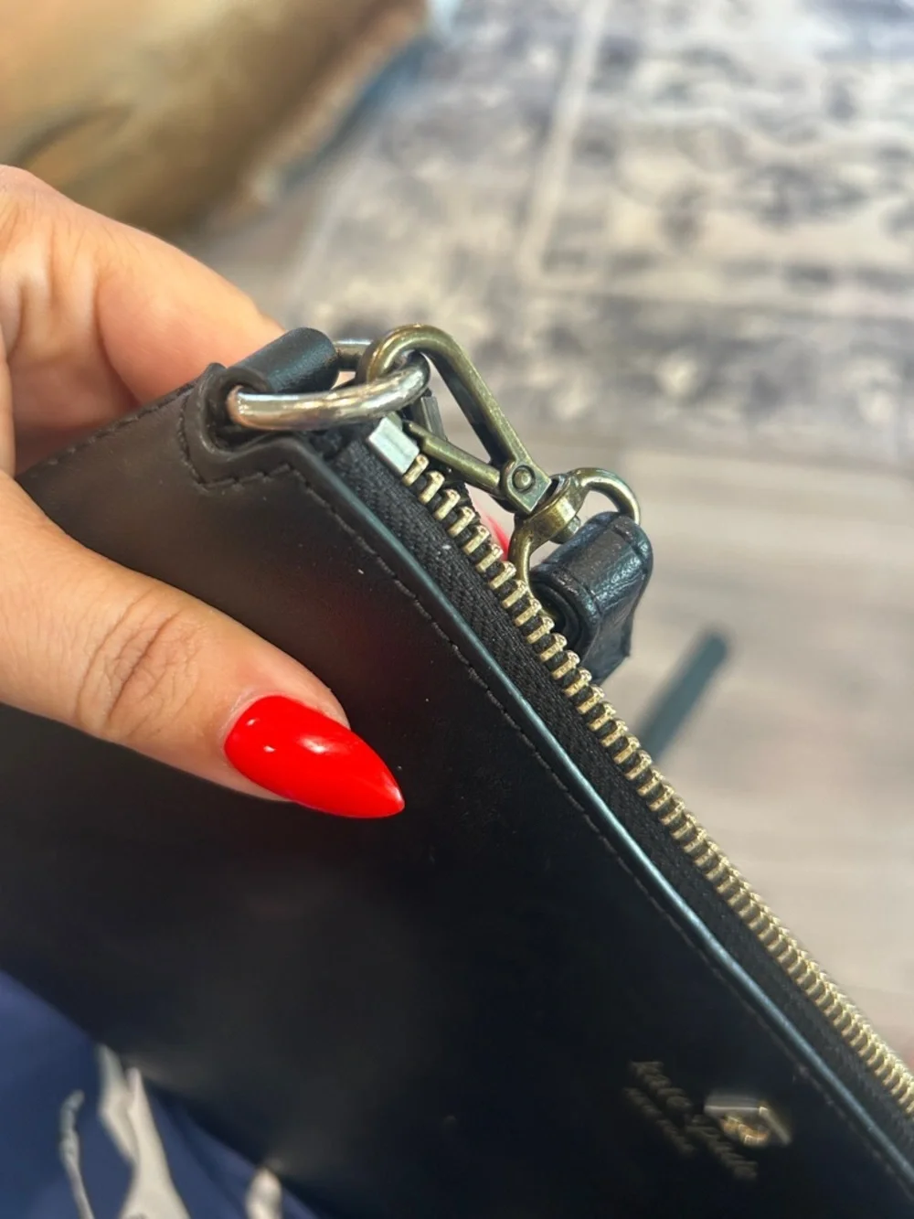 kate spade Black Leather Crossbody Pouch with Gold Logo